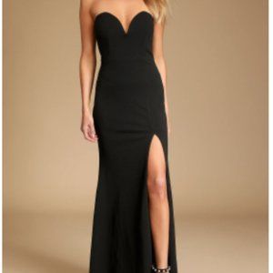 LULUS Stunner Black Strapless Mermaid Maxi Dress (L) *GIVES MAX CLEAVAGE NO BRA*